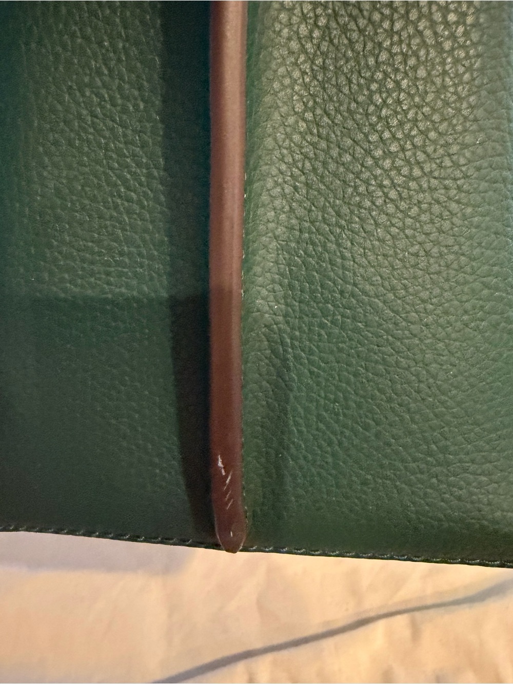 Tory Burch Emerald Green Pebbled Leather Tote with Navy Tag - Picture 9 of 11
